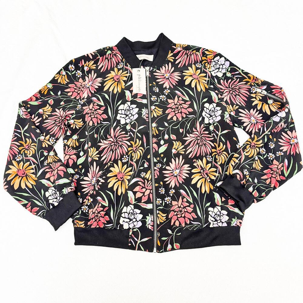 Philosophy Flower Printed Bomber Jacket Lightweight Patterned Size M NWT